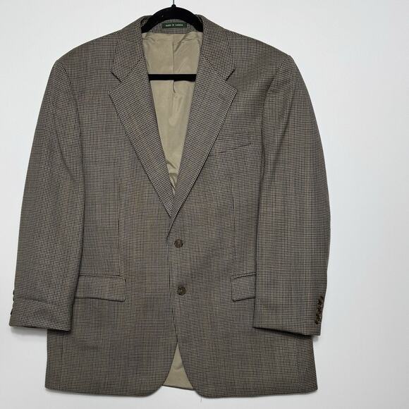 Vintage Lauren Ralph Lauren Blazer 44R Wool Houndstooth Windowpane Sport Coat - Picture 3 of 16